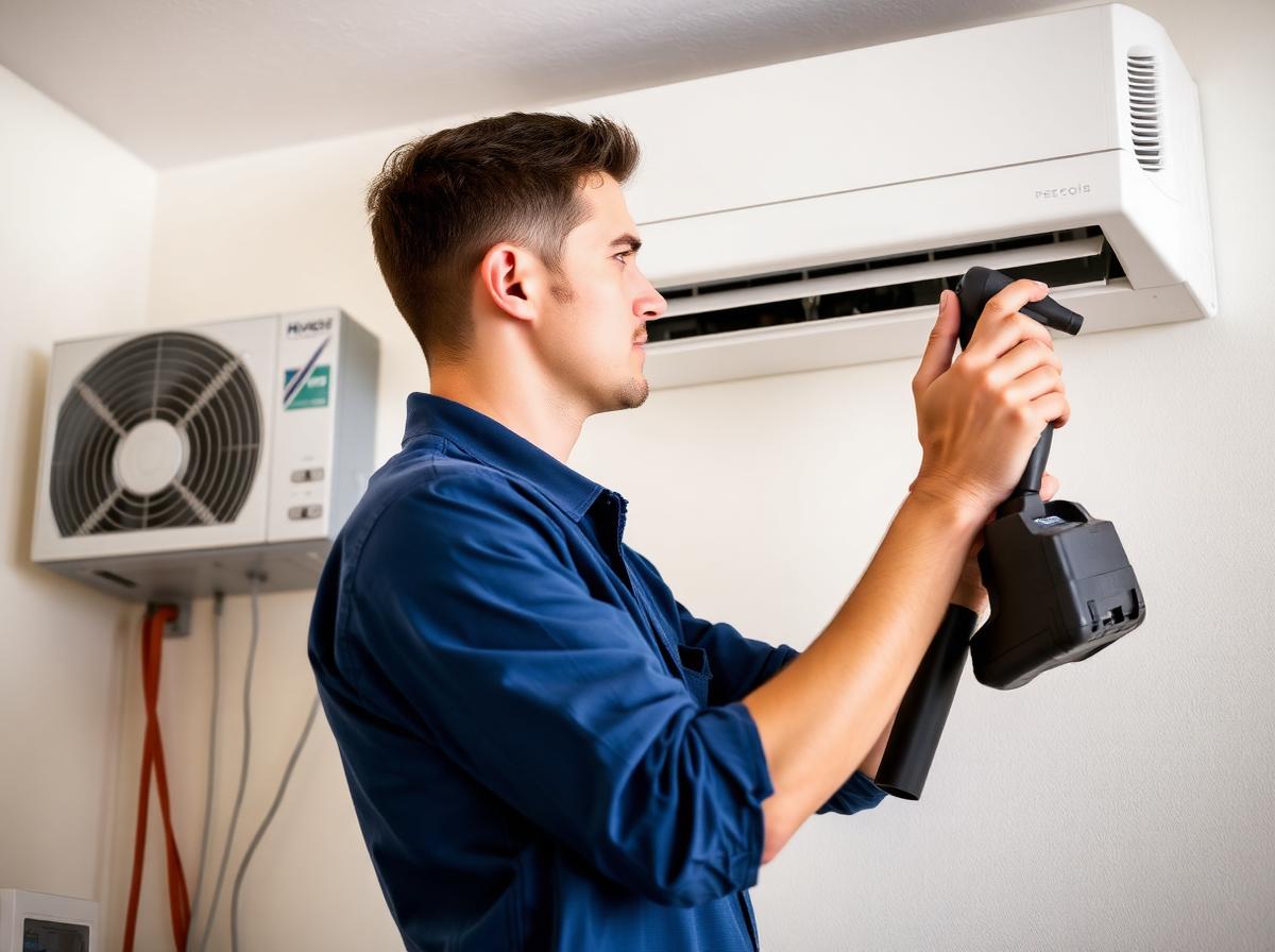 Tekniker installerar AC-enhet